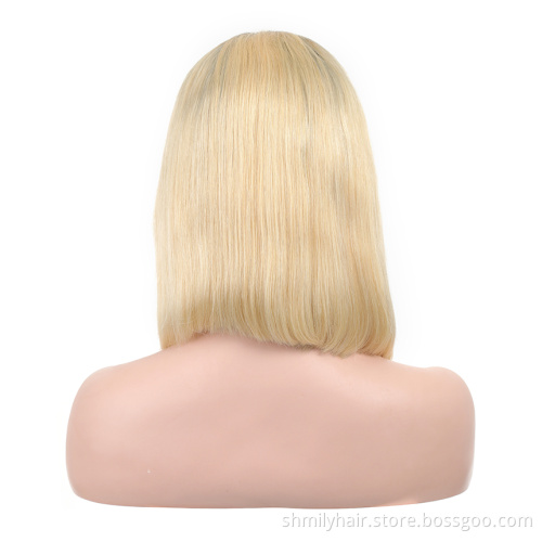 Wholesale 1b/613 Virgin Hair Short Bob Wig, Good Quality Peruvian Remy Hair 13*4 Lace Front Bob Wigs 9A 10A Blonde